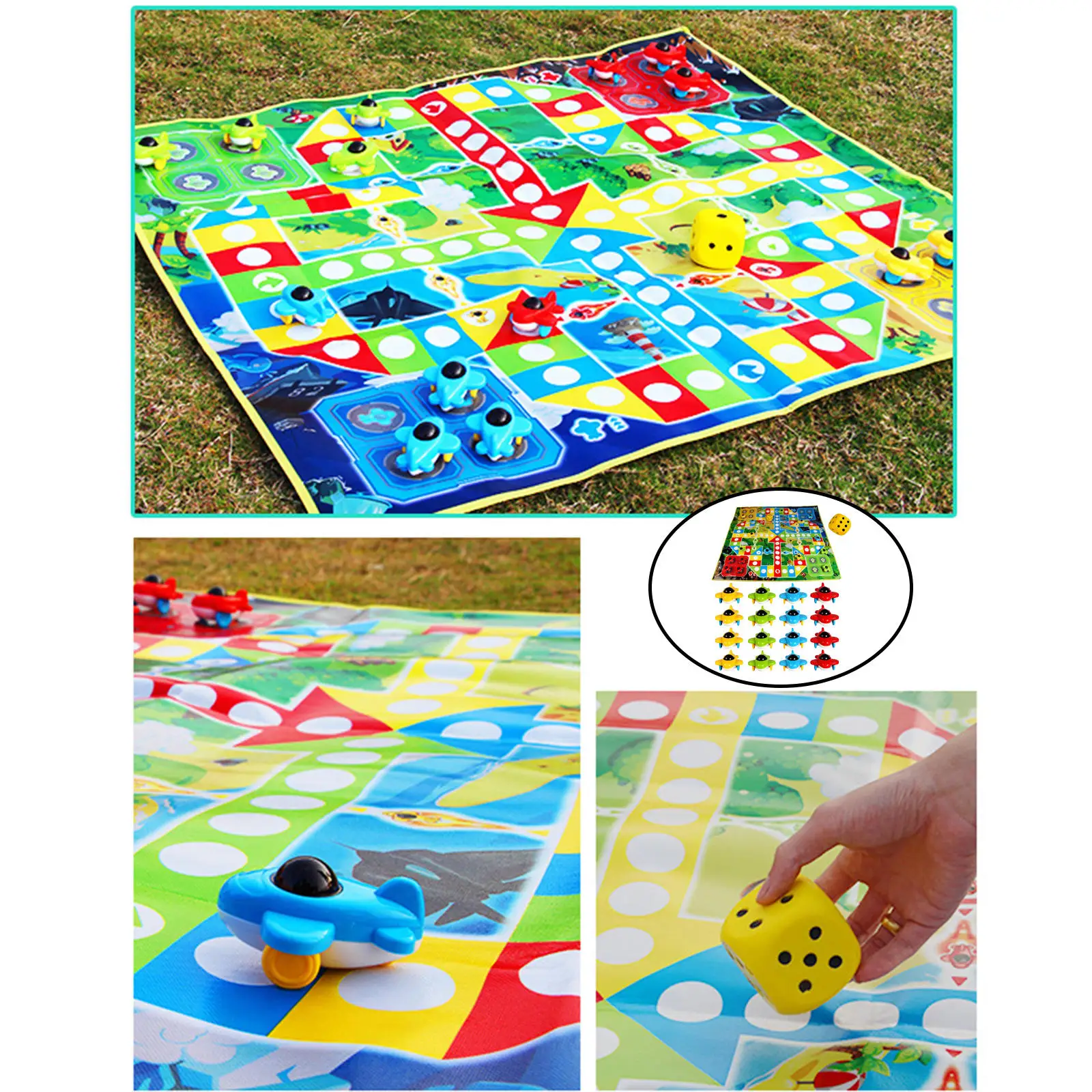 

Foldable Flying Chess Carpet with Chess Pieces Early Education Toy Games Accessories Chess Rug Parent-Child Game Dice Games