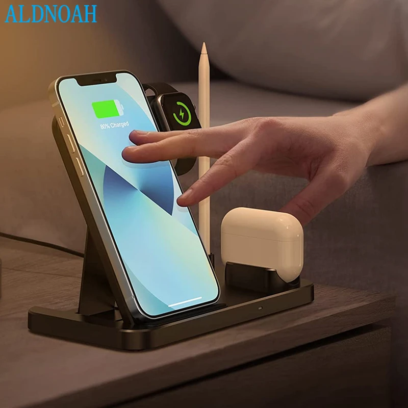 

Wireless Charger 4 in 1 Station For iPhone 13 12 11 Pro XS XR X 8 Fast Charging Dock Stand For Apple iWatch 6 AirPods Pencil