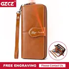 Женские кошельки GZCZ, повседневный клатч из натуральной кожи, Женский кошелек для сотового телефона, качественный дизайнерский Дамский роскошный длинный кошелек, сумки для денег
