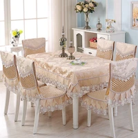 elegant 13 pcsset rectangular table cloth set with chair covers tablecloth for wedding decoration lace table cover tablecloths