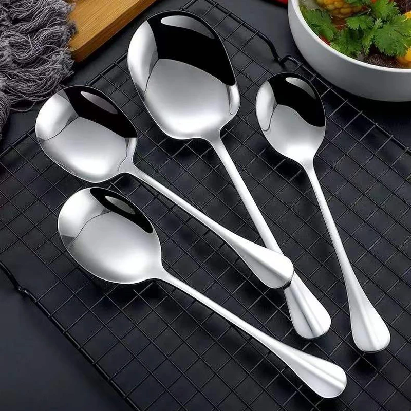 Kitchen Dinner Dish Public Spoon Soup Restaurant Large Stainless Steel Distributing Spoon Buffet Serving Spoon images - 6