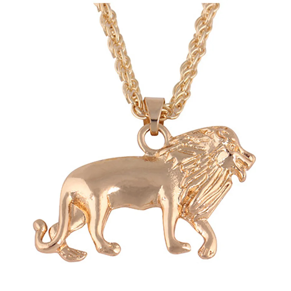 

Necklace For Women New Golden Lion Gold Chain Head Bib Necklace Pendant Lion Choker Jewelry Gifts collares para mujer