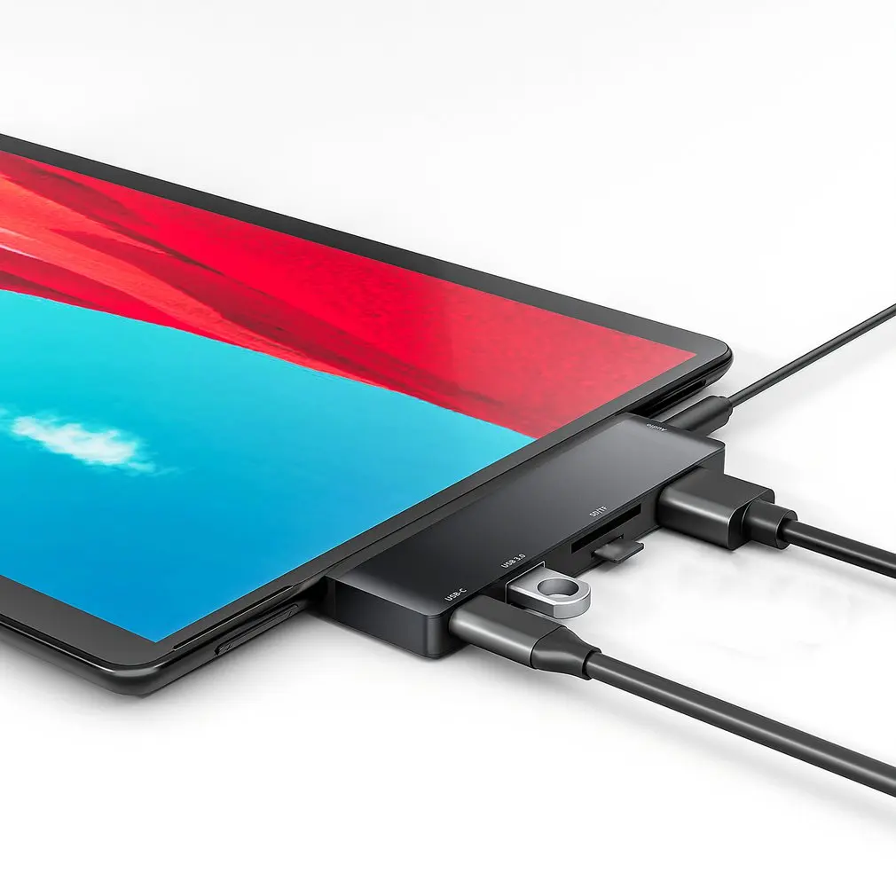 

USB Type C Hub to HDMI-compatible 5 in 1 dual Adapter USB C HUB Docking Station Ethernet SD TF for Macbook thunderbolt