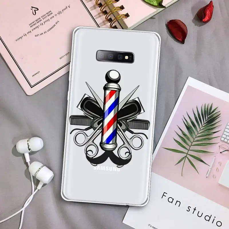 

funny letter barber shop Hair Phone Case Transparent For Samsung Galaxy S A 5 7 8 9 2015 20 edge plus 10 e lite 2019