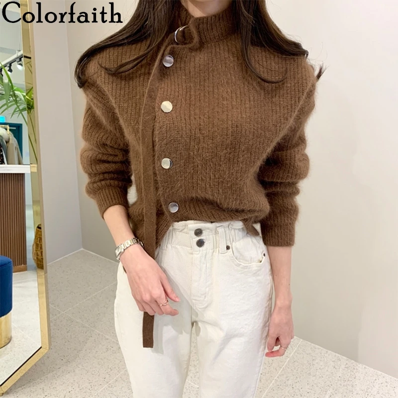 Colorfaith новинка 2019 весна зима женский свитер имитация норки кашемир однобортный на