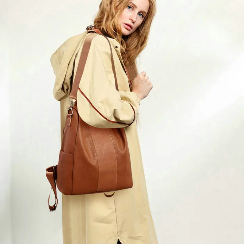 Женский кожаный рюкзак университетский адрес Студенческая сумка ноутбук