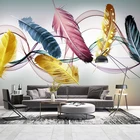 3D Фреска абстрактные дымовые линии цветные золотые перья фотообои настенная живопись для гостиной диван ТВ стены Papel De Parede 3D