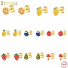 Женские серьги-гвоздики из серебра 925 пробы, с фруктами, апельсинами, ананасами, манго