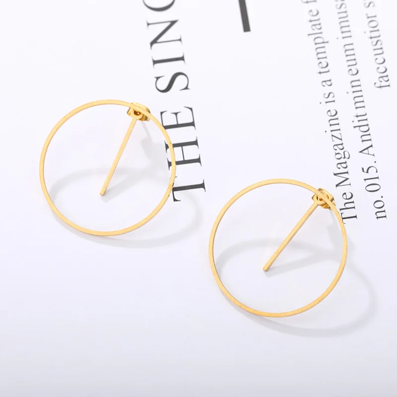 

2020 Simple Trendy Gold Geometric Round Line Earring Beauty Big Round Circle Stud Earring For Women Christmas Jewelry Gift BFF