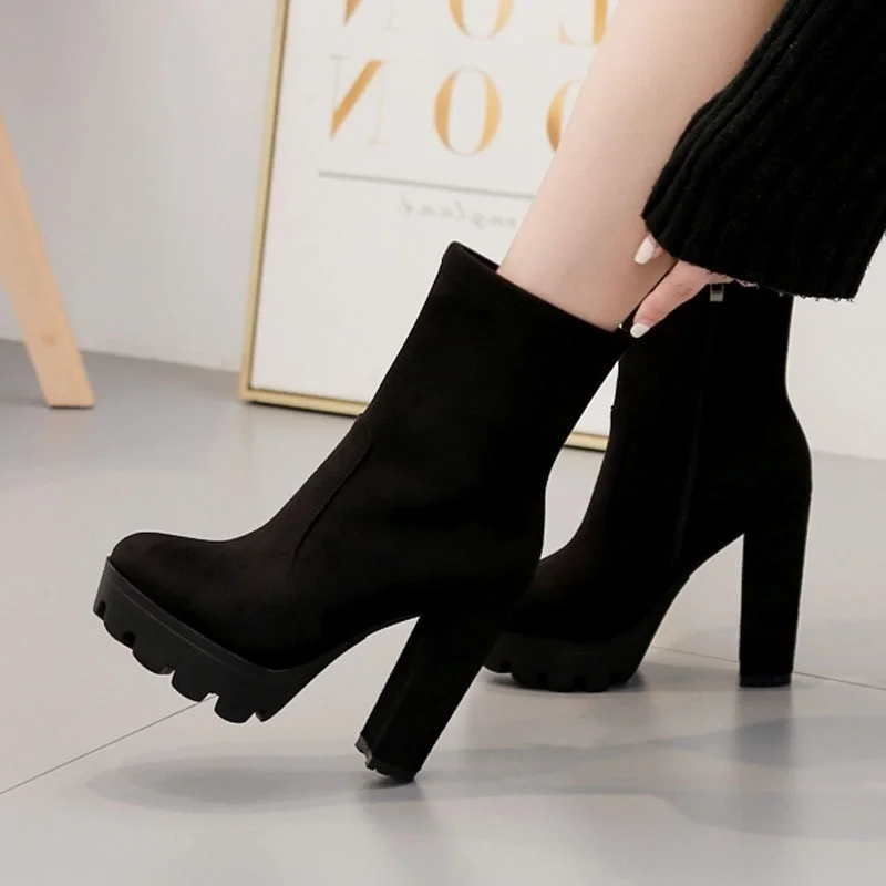 

Женские ботинки на толстой подошве, черные ботинки в британском стиле на толстом каблуке, новинка осенне-зимнего сезона 2021