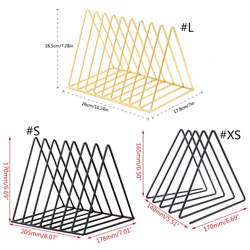 

Iron LP Record Rack Triangle Book Magzine Holder Desk Record Storage Organizer