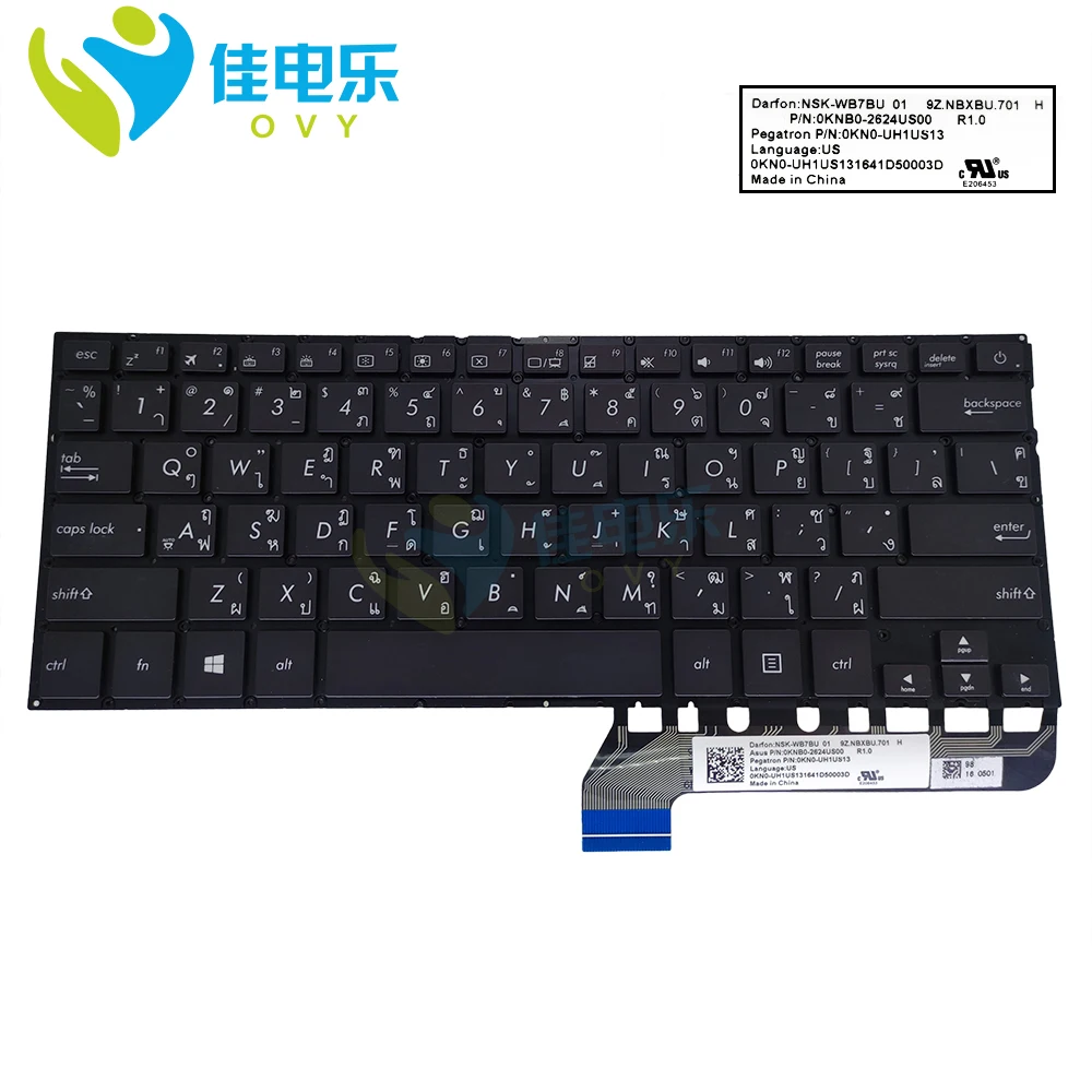

New TI Thai Notebook keyboard backlit for ASUS Zenbook UX305 UX305UAB UX306U 0KNB0 2624US00 keyboards backlight Thailand qwerty