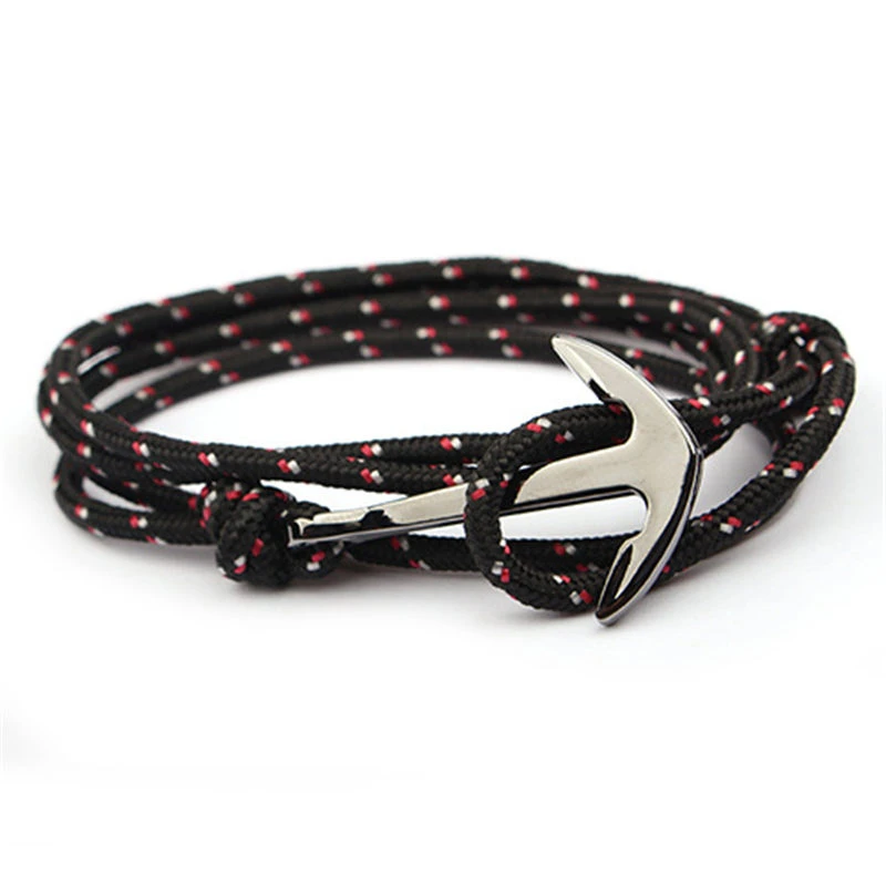 1-14 Adjustable Paracord Anchor Bracelet Woman Men Charm Bracelets Alloy Anchor Nylon Rope Chain Armband Vintage Bracelets& Bangles - Окраска металла: 1-14