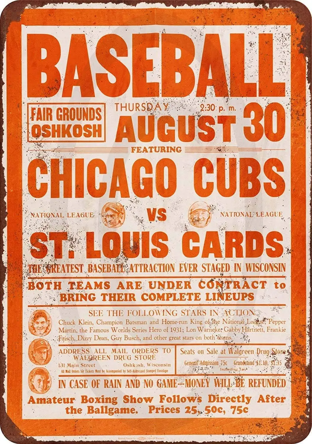 

Retro Metal Tin Sign Baseball Field Wall Decoration Living Room Bedroom Home Decoration Metal Plate 8x12 or 12x16 Inches