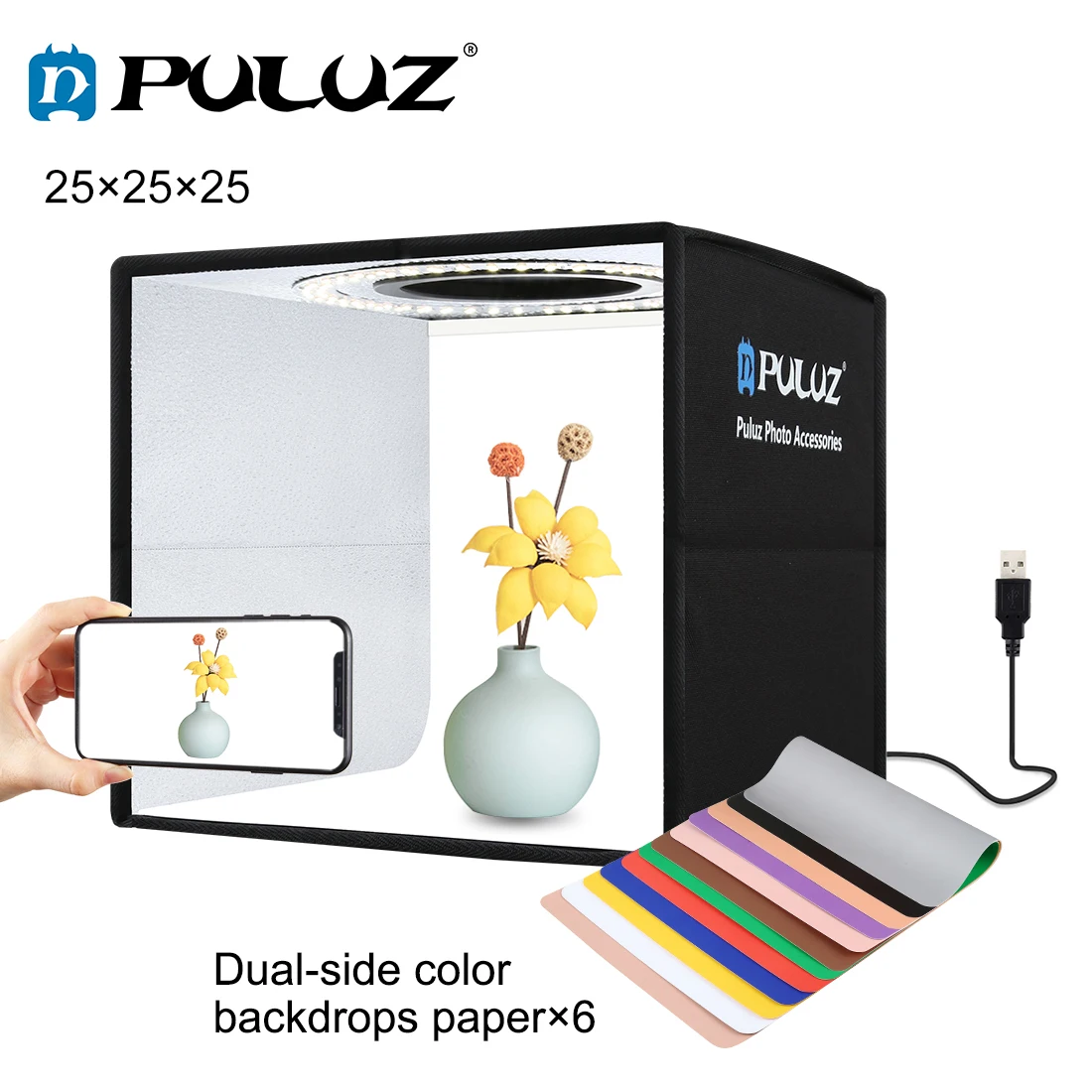 Световой светильник для фотостудии PULUZ 25 см/30 см вой короб световой студийной съемки наборы и 6 фонов 12