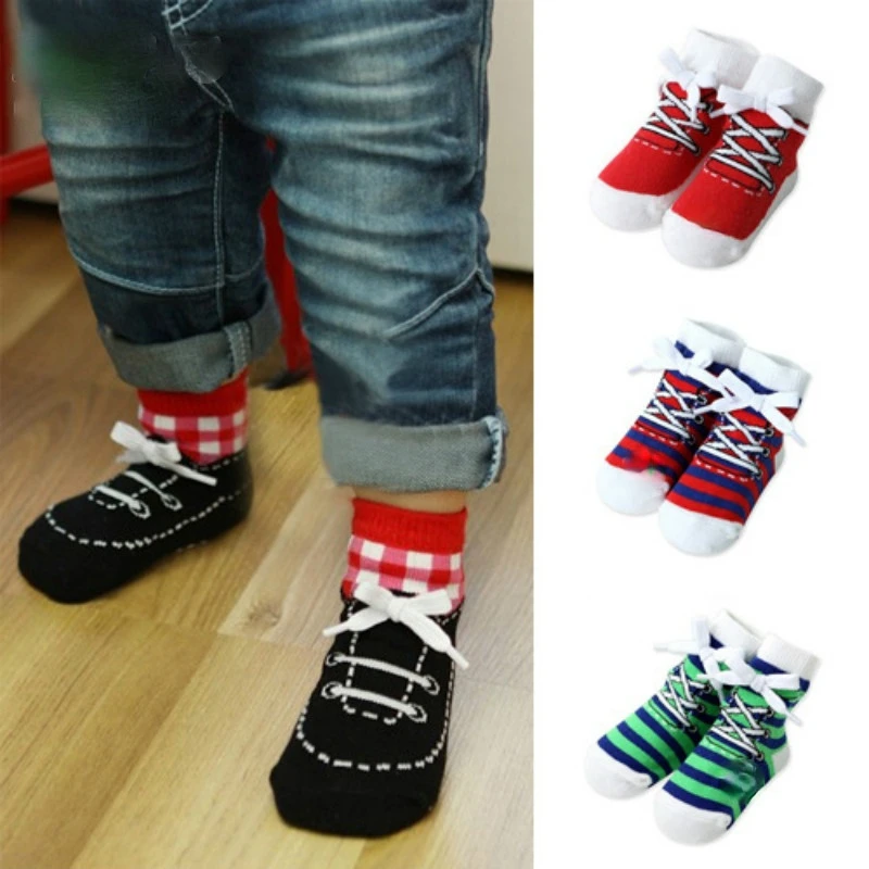 

Baby Shoelaces Style Anti Slip Cotton Short Socks