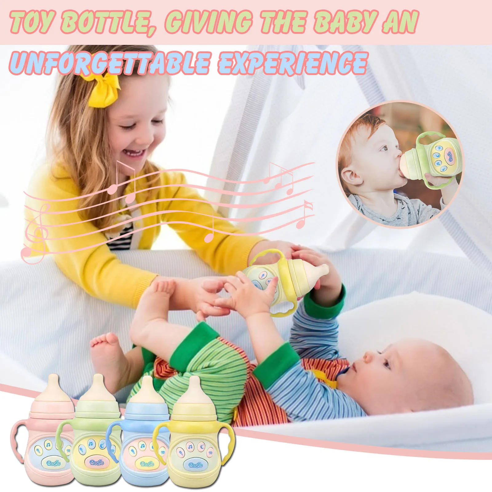 

Children's Pacifier Multifunctional Cartoon Music Bottle To Accompany The Child To Play With Teether Light Sound Smart Toy Gifts