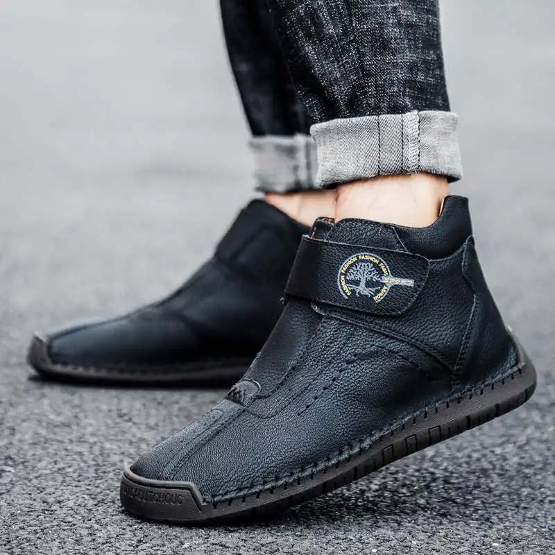 

High Top Casual Sneaker Large Sizes Slip Resistant Men's Spring Shoes Handmade Male Sneakers Flats Comfortable Tennis Shoes 213B