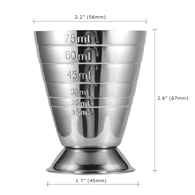 

1x Measuring Cup Cocktail Jigger Stainless Steel Liquid Mini Up to 2.5Oz, 5Tbsp, 75Ml,Silver & 2 Pcs Tweezer Tongs
