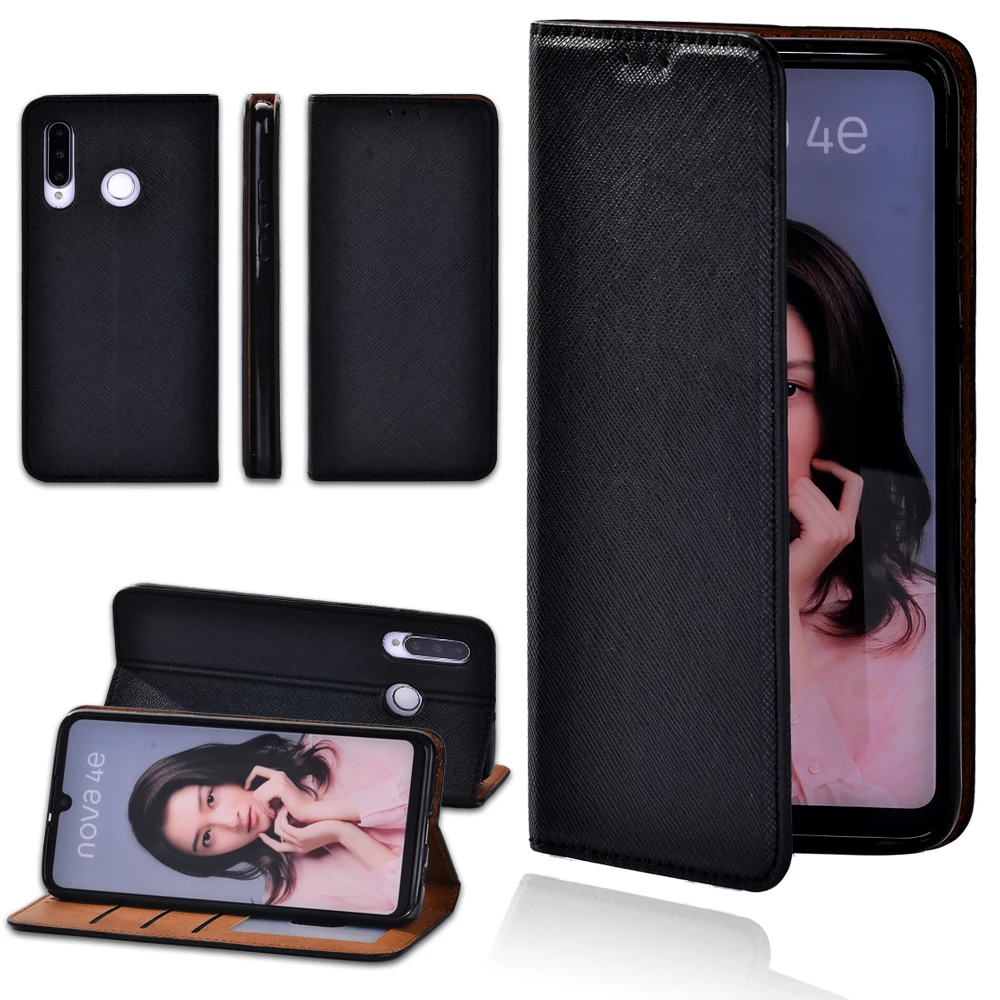 

Waterproof Leather Pu Flip Kickstand Case for Huawei P30 LITE/NOVA 4E Phone Card Slots Wallet Cover Protection Phone Case