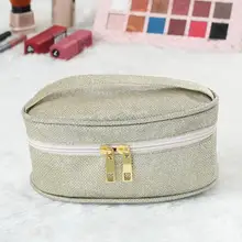 Silvery Cream Color Makeup Bag