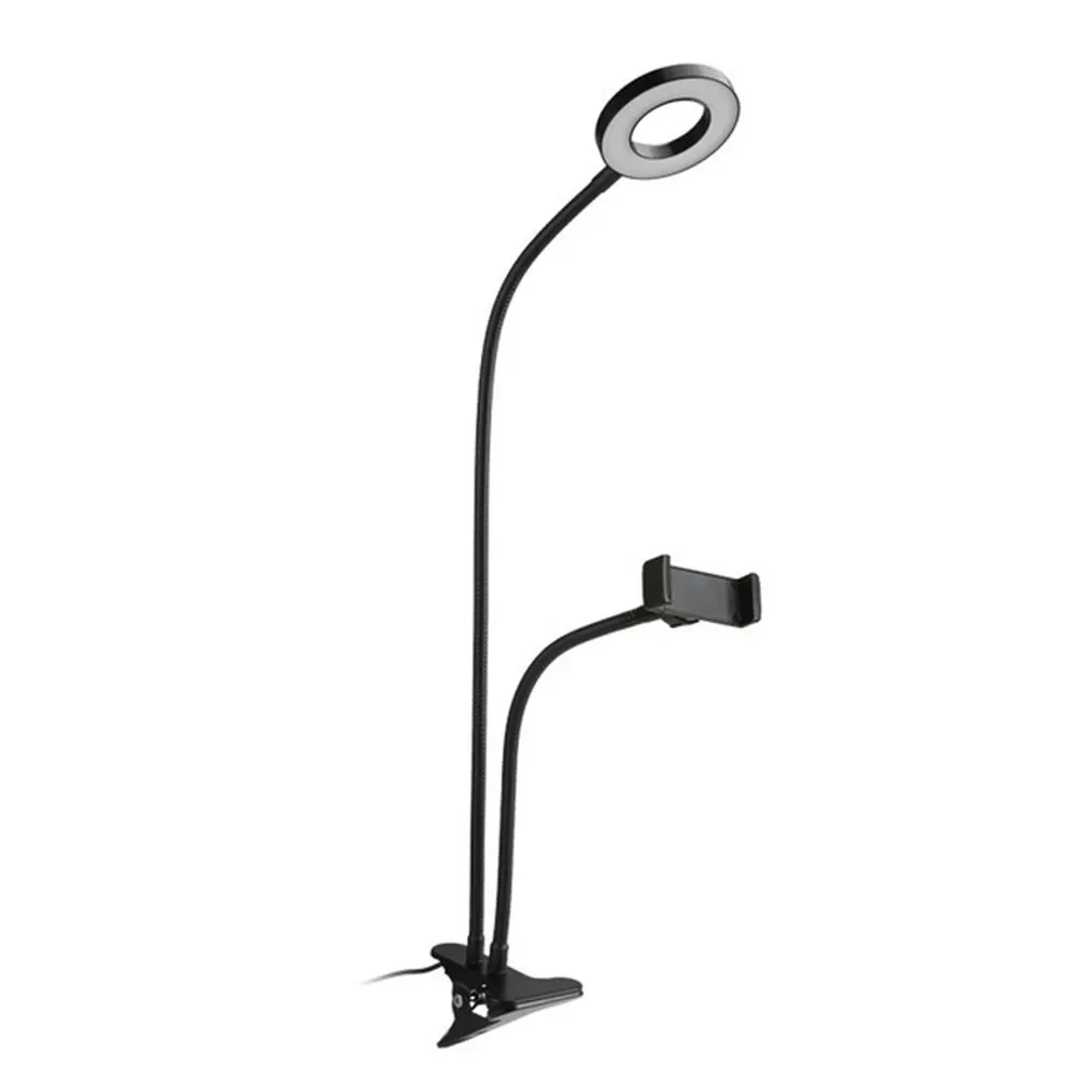 2-in-1 Cell Phone Holder with LED Selfie Ring Light for Live Stream Clip Adjustable Desk Lamp Makeup dropship | Электроника