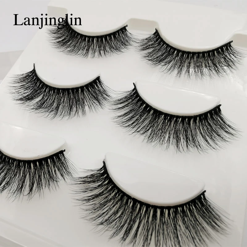 LANJINGLIN 3 пары норковые ресницы искусственные волосы 3d макияж глаз пушистые