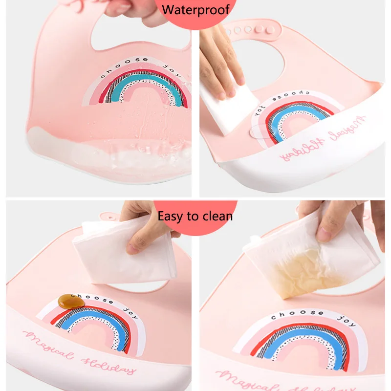 Детские нагрудники водонепроницаемое Силиконовое регулируемое Слюнявчик с