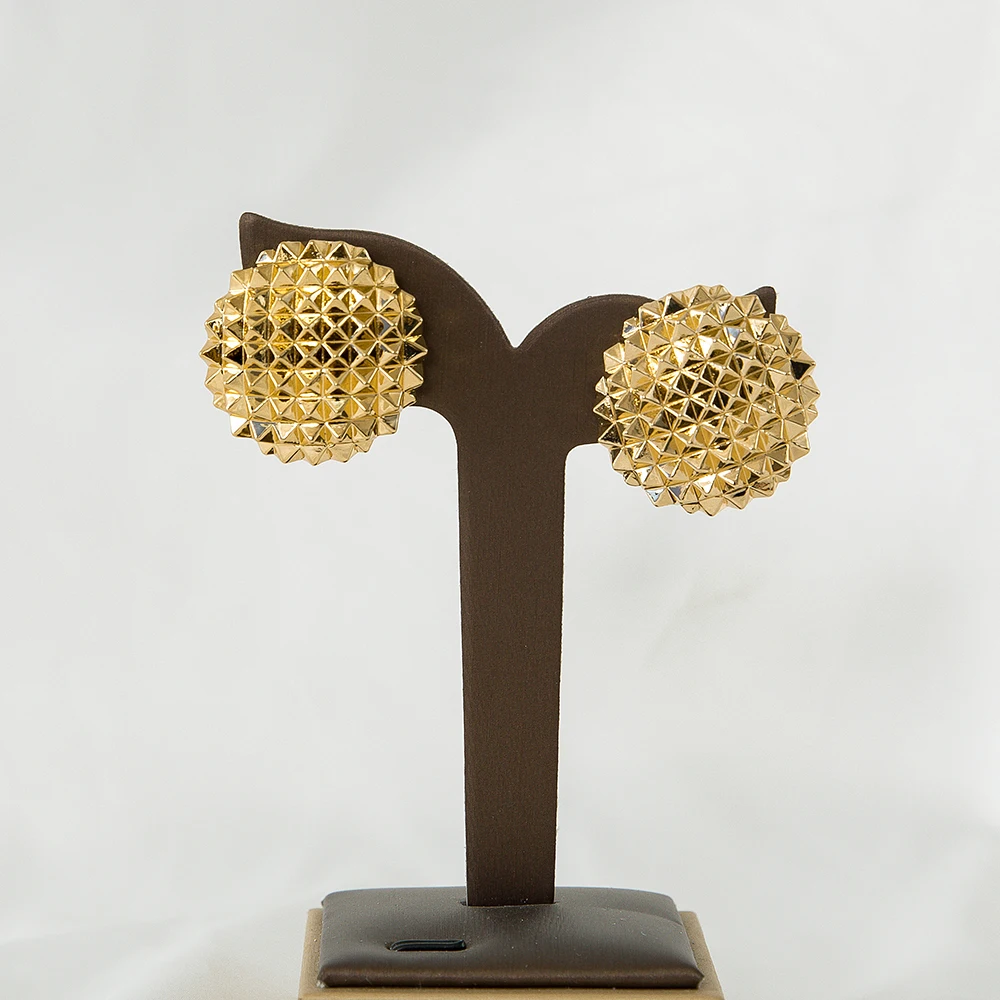 Большие круглые серьги с пиками для женщин повседневная одежда золотого цвета в