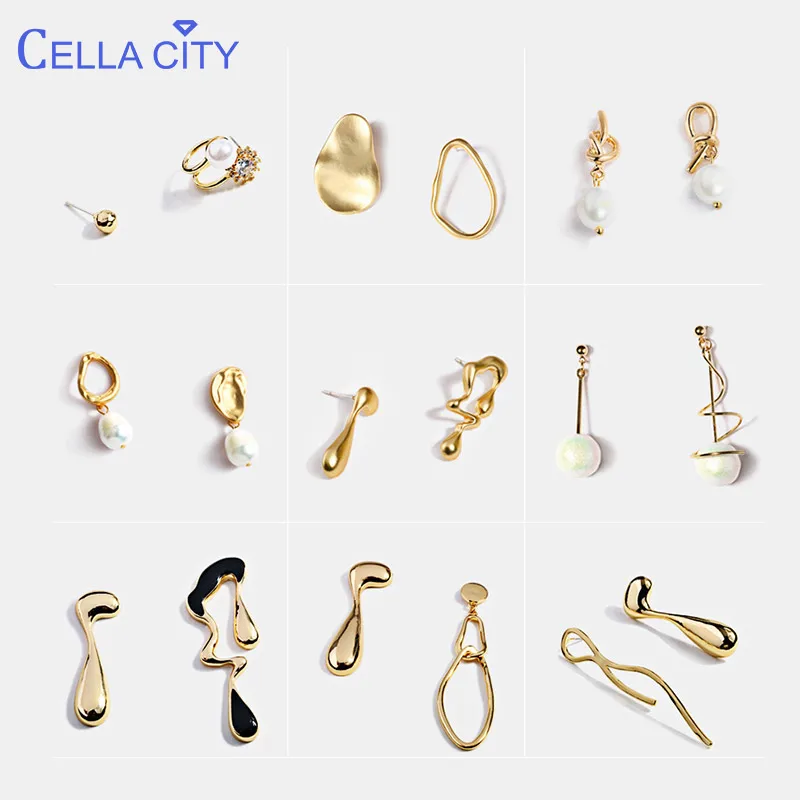 Женские асимметричные серьги капельки из серебра 925 пробы с индивидуальным