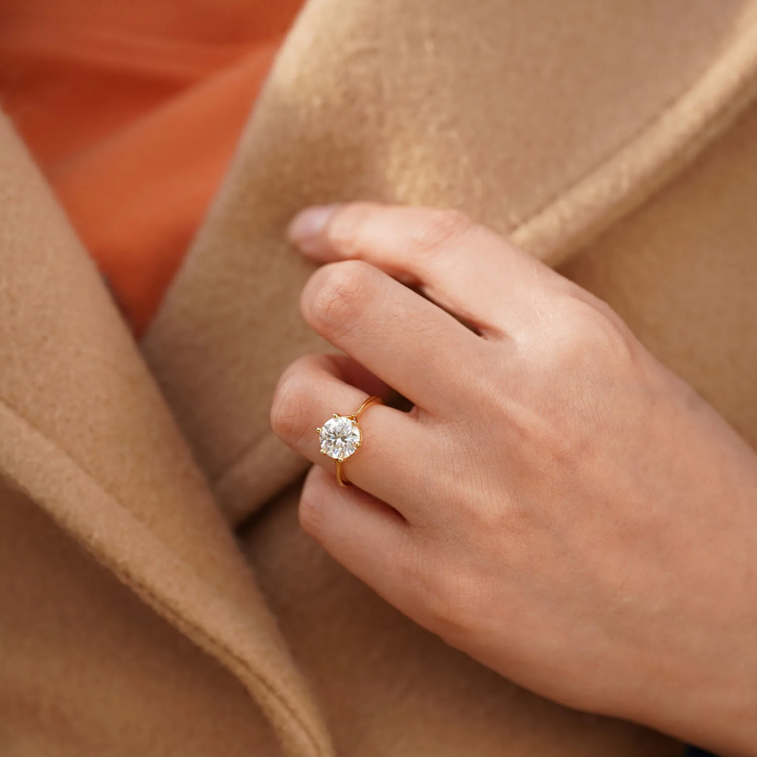 

JOVOVASMILE 2 карат муассанит кольцо 14K желтое золото набор свадебных колец ювелирные изделия кольца с круглой огранкой