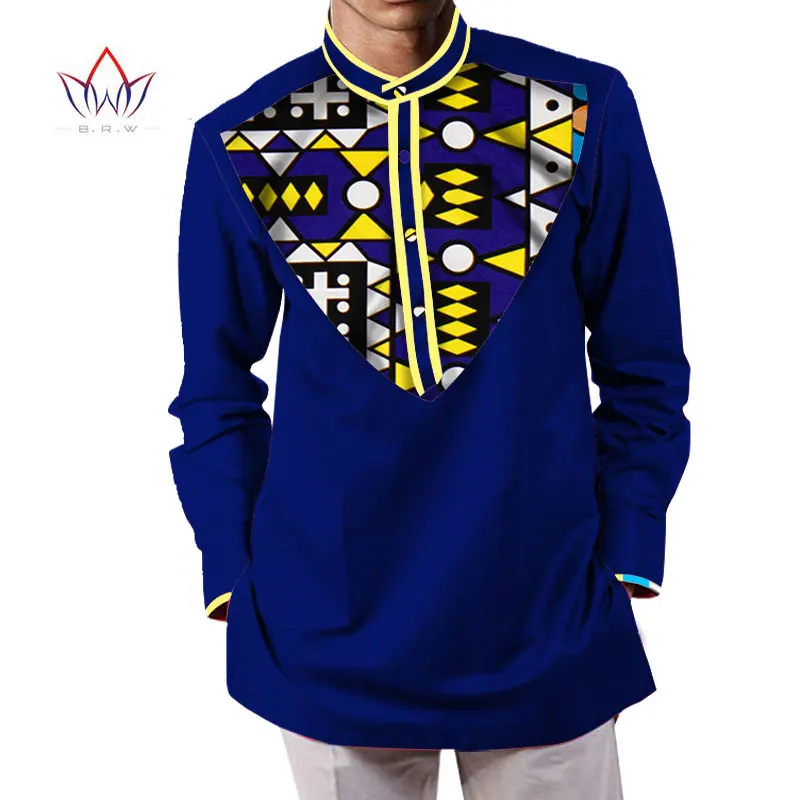 Летняя мужская африканская одежда dashikis camisa masculina батик Печать Топы мужские натуральный хлопок рубашки BRW WYN232
