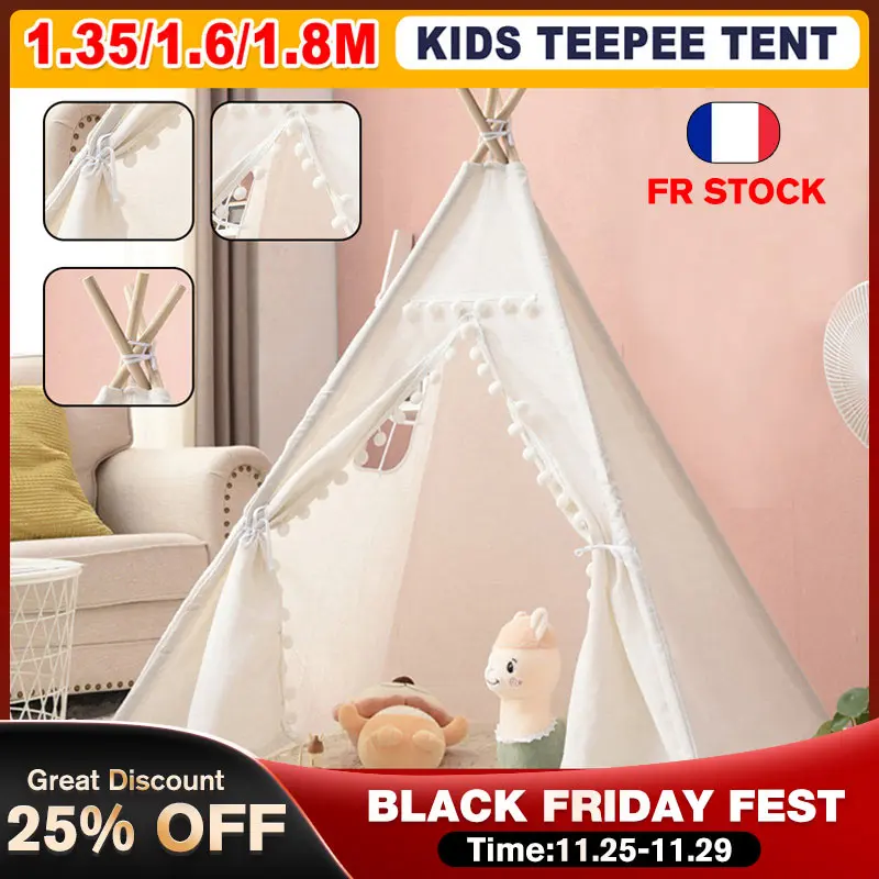 1.35/1.6/1.8m Children's India Toy Tent Kids Teepee Tents  Portable Tipi Infantil Playhouse Baby Canvas Tents Decoration Carpet