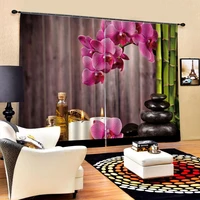 3d curtain luxury blackout window curtain living room bamboo curtains stone purple flower curtain