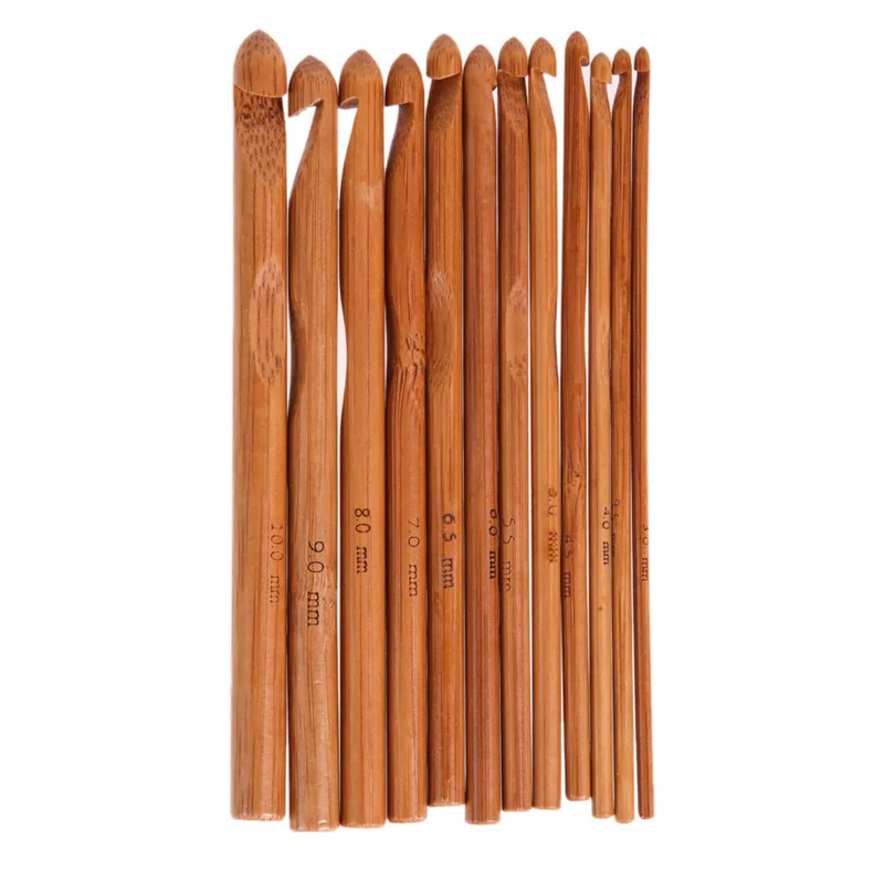

12Pcs Carbonized Bamboo Crochet Hooks Needles Knitting Tools 3-10mm Crochet for Knitting Needles Weave Sewing Needles Tool