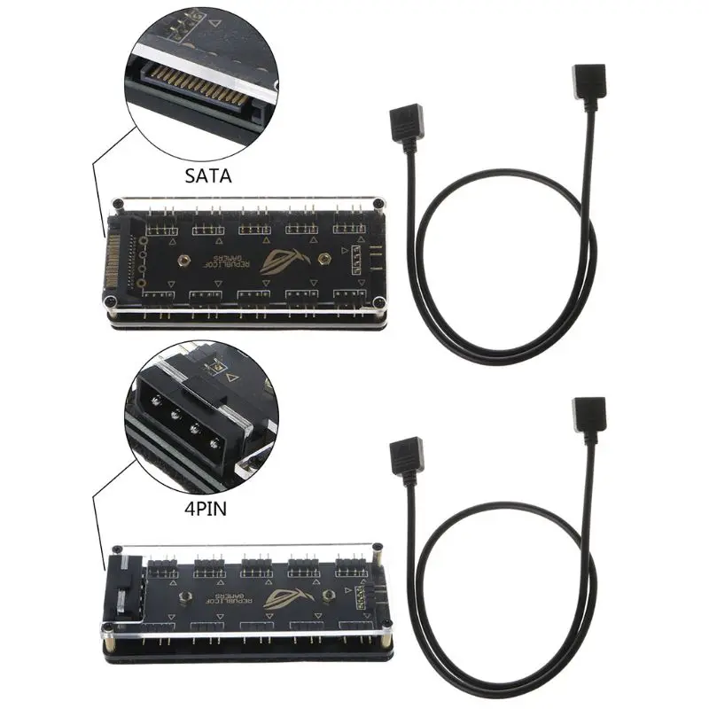 AURA SYNC 5V 3-контактный RGB 10 концентратор SATA Мощность адаптер для GIGABYTE MSI SUS