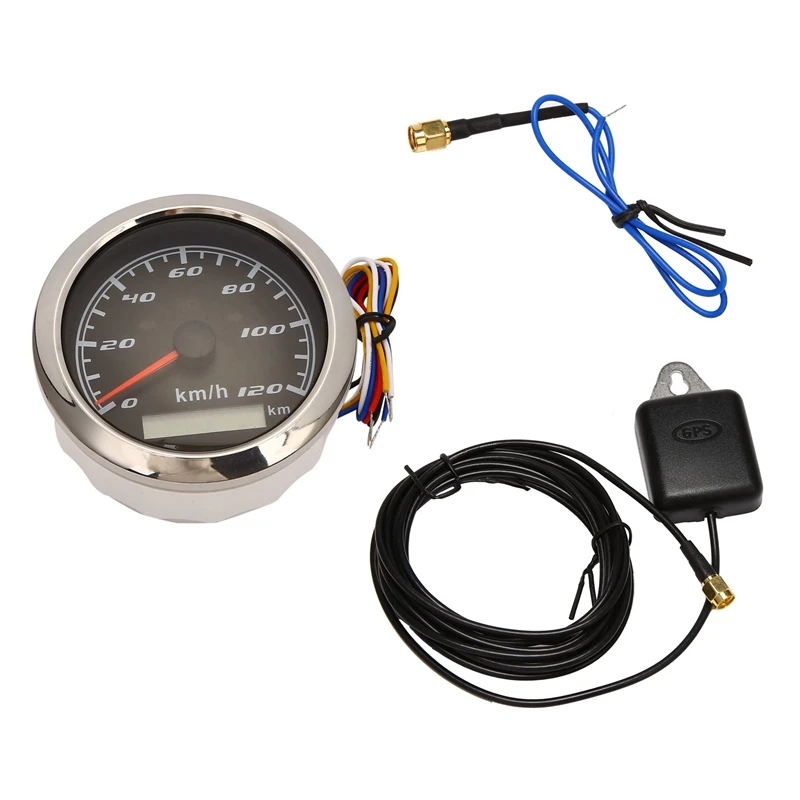 85 мм GPS Морской Тахометр спидометр 12V / 24V с красным Подсветка одометр для