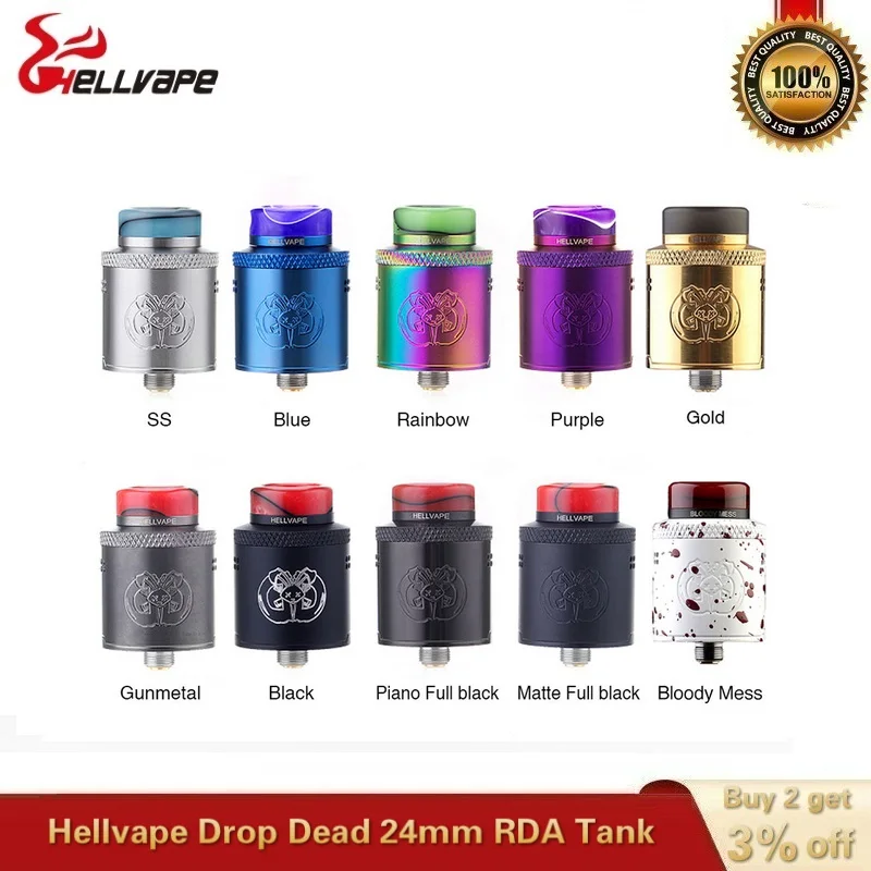 Электронные сигареты Hellvape Drop Dead RDA Tank 24 мм Одна двойная катушка строит BF Squonk Pin для