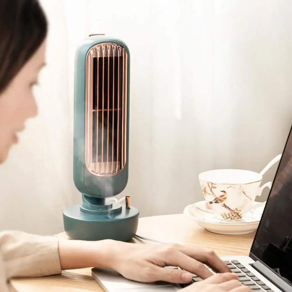 Retro Tower Fan Desktop Silent Strong Wind USB 2 in 1 Water Spraying Air Conditioner Ultrasonic Humidifier Ventilation Fans | Дом и сад