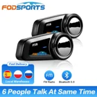 Интерком для мотоциклетного шлема Fodsports FX6, Bluetooth-гарнитура, 1000 м, FM BT 5,0, 2 шт.