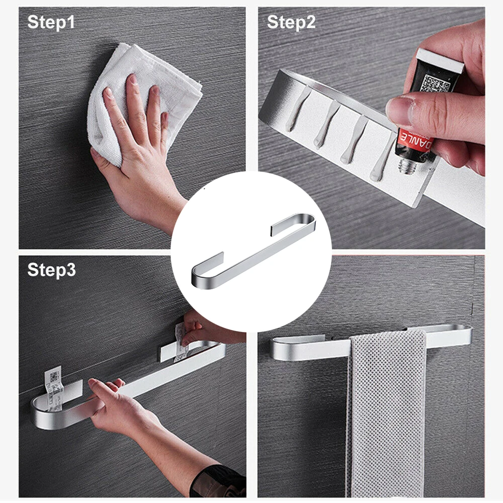

Towel Rail Rack Towel Holder Bathroom Towels Rack Hanger Black Silver 304 Stainless Steel Wall Hanging Towel Bar Storage Shelf