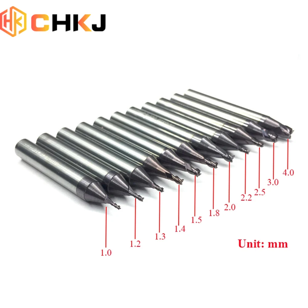 CHKJ 3 Flutes Tungsten Steel End Mill Cutter For WENXING DEFU MODEN All Vertical Key Cutting Machine Cemented Carbide 1.0-4.0mm