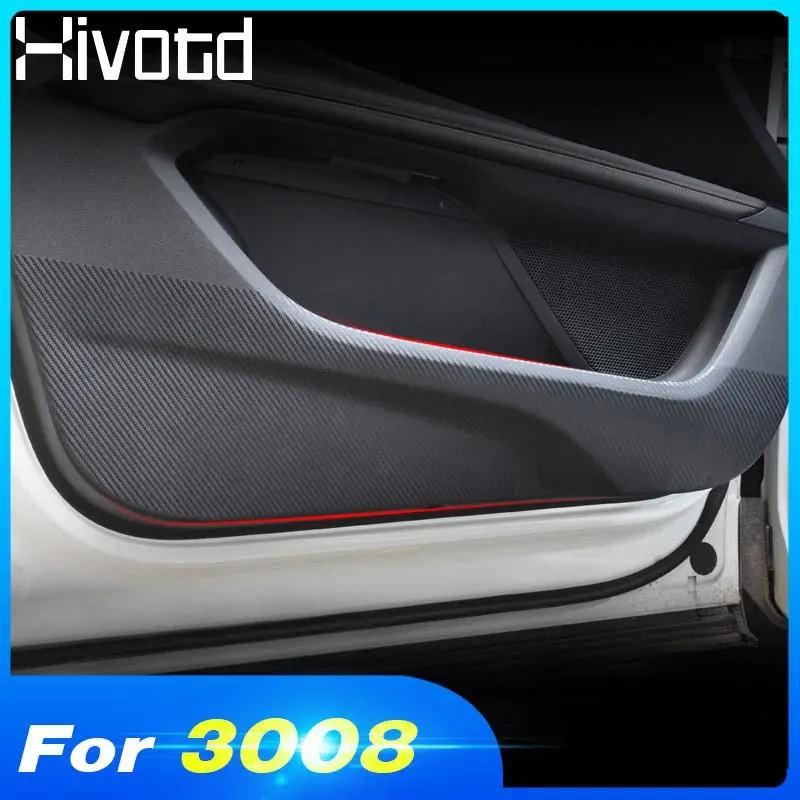 Для peugeot 3008 GT аксессуары для двери автомобиля анти Kick Pad стикер углеродное волокно внутренняя защита двери боковой край пленка