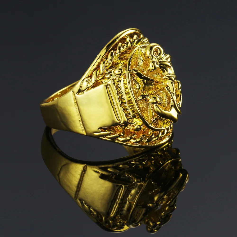 Винтажное позолоченное якорное кольцо мотоциклетная вечеринка антикварное