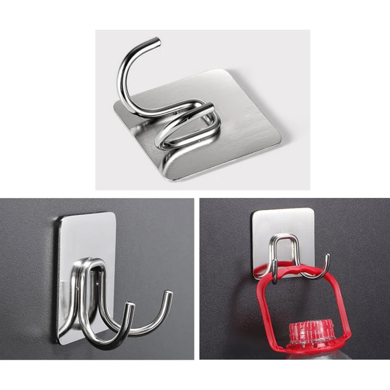 

Self Adhesive Towel Hooks Bathroom Polished 304 Stainless Steel Wall Hanger Waterproof Robe for Bathroom Kitchen Bedroom