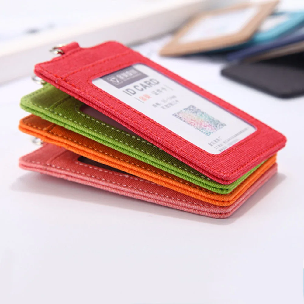 

Unisex PU Leather Striped Lanyard Card Holder Neck Strap Staff ID Business Bus Card Holder Photo Badge Holder Bus Card Holder
