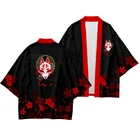 Модное крутое кимоно с лисьей маской, рубашка, плащ с 3d принтом в стиле хип-хоп для мужчин и женщин, топы с рукавом семь точек, Повседневный Кардиган, куртка, одежда