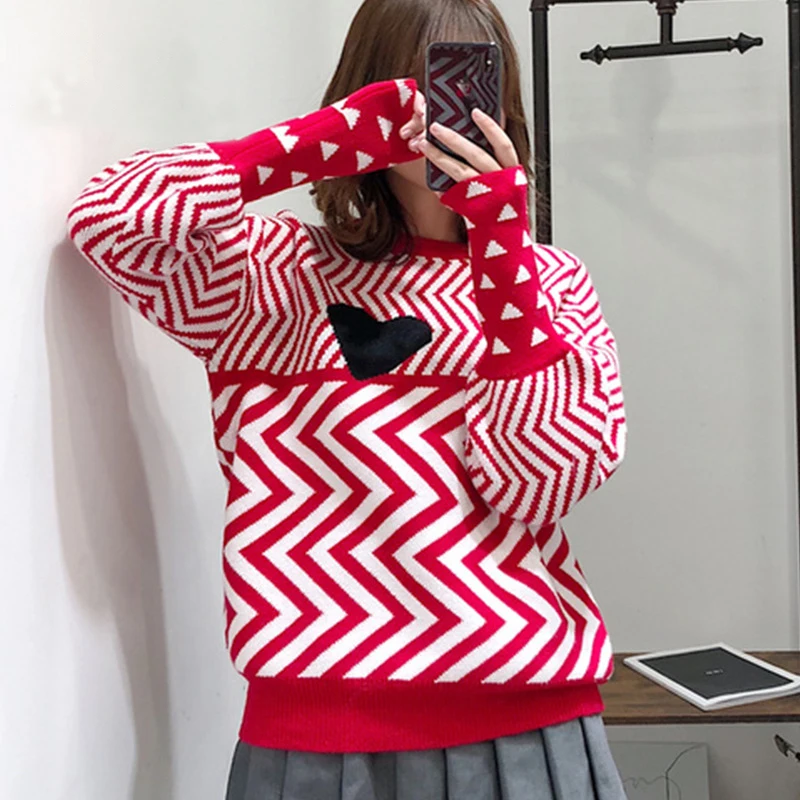 Осень-зима 2021 женские рождественские свитера топы с длинным рукавом и