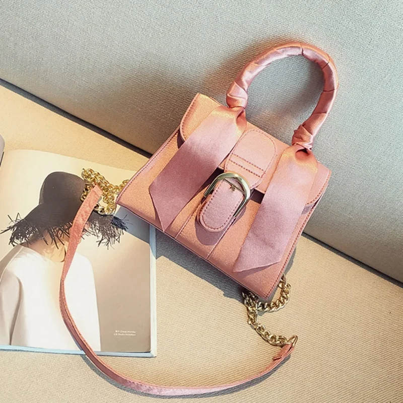 2 Pcs European Style Handbags Velvet Women Bag Bow Tie Sweet Lady Tote Chain Shoulder Satchel Pink &amp Brown | Багаж и сумки