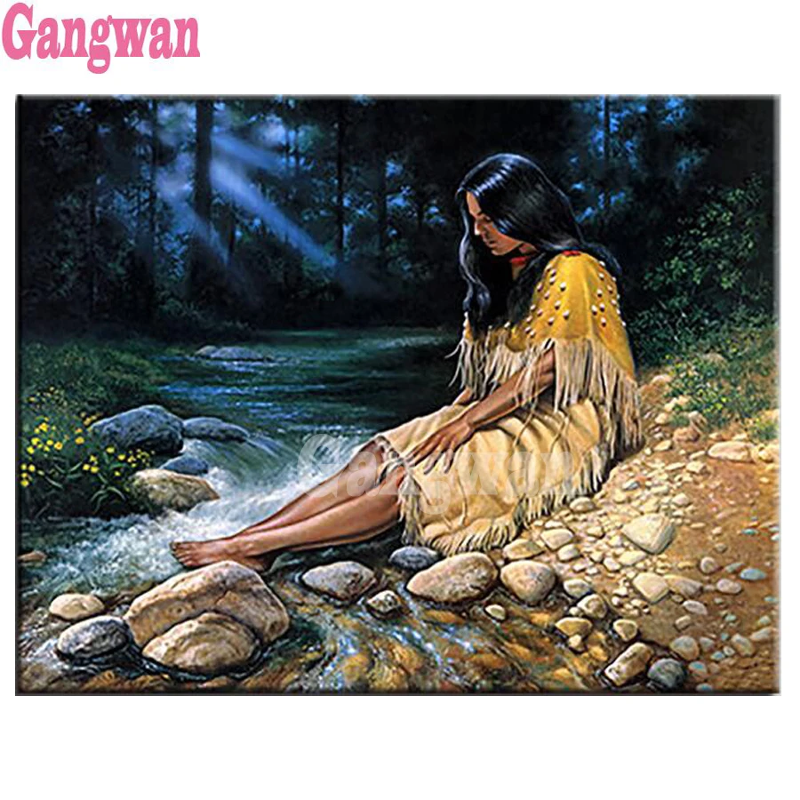 Алмазная вышивка индийская женщина пейзаж 5d diy алмазная живопись новый полный